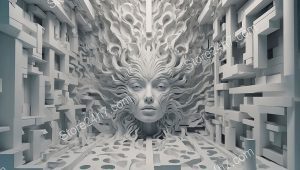 Monochromatic Surreal Mind Maze Portrait