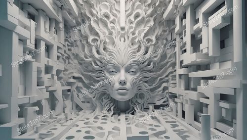 Monochromatic Surreal Mind Maze Portrait
