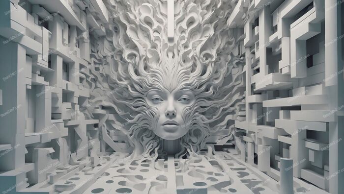 Monochromatic Surreal Mind Maze Portrait