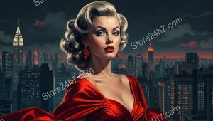 Vintage Glamour Over Modern Cityscape