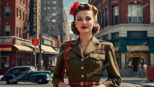 Vintage Charm Military Pin-Up Style