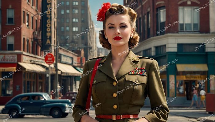 Vintage Charm Military Pin-Up Style