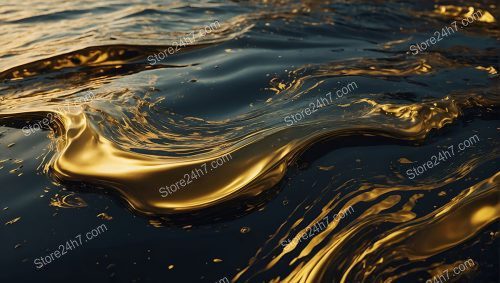 Ethereal Gold Liquid Waves Abstract