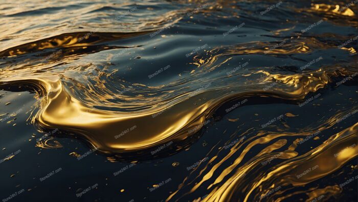 Ethereal Gold Liquid Waves Abstract