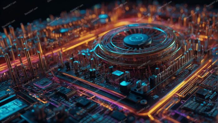 AI Core Processor Circuitry Illumination