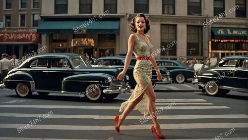 Elegant Pin-Up Crossing Vintage New York