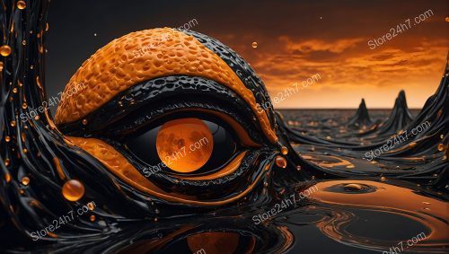 Molten Orange Eye Surreal Seascape