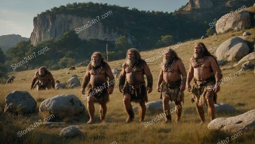 Neanderthal Group Marching Through Valley