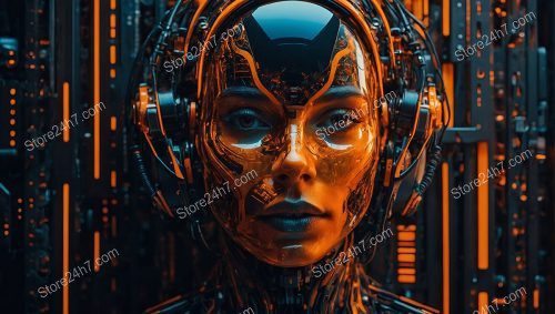 Techno Humanoid Portrait Futuristic Vision