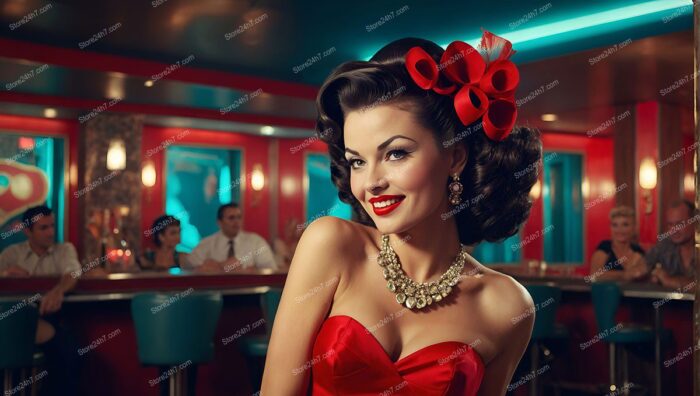 Pin-Up Girl Enjoys Lively Bar Scene