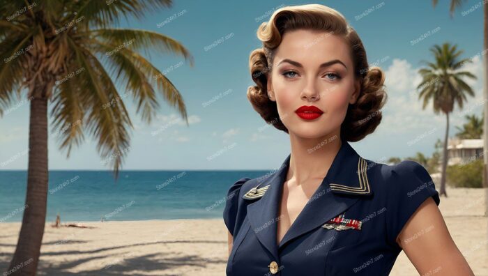 Retro Naval Elegance: Vintage Pin-Up Captain