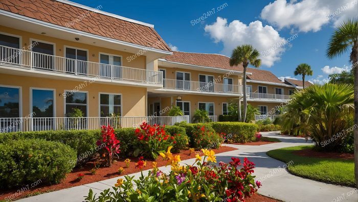 Sunlit Tropical Hotel Oasis