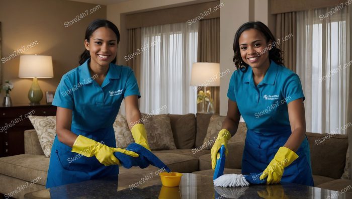 Diligent Cleaning Professionals At Work