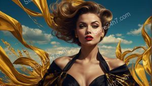 Sculpted Beauty in Golden Silk