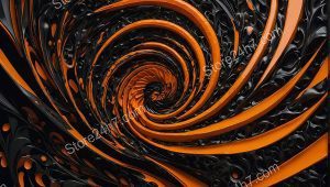 Spiraling Orange Abyss of Abstract Waves