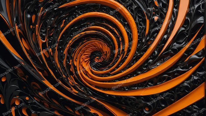 Spiraling Orange Abyss of Abstract Waves