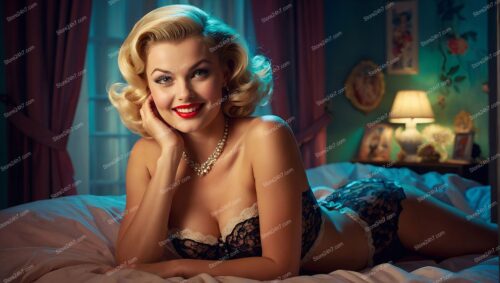 Glamorous 1940s Pin-Up Bedroom Beauty