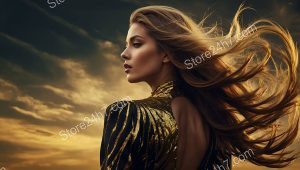 Sunset Aura in Gilded Silk Elegance