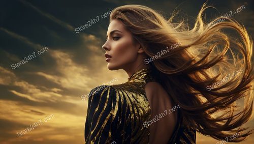 Sunset Aura in Gilded Silk Elegance