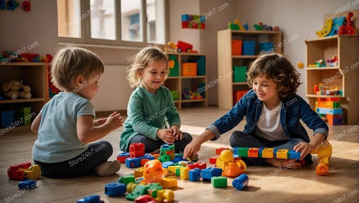 Children Sharing Toys Daycare Play