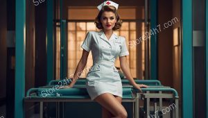 Classic 1940s Pin-Up Nurse Portrait