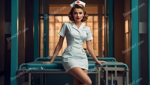Classic 1940s Pin-Up Nurse Portrait