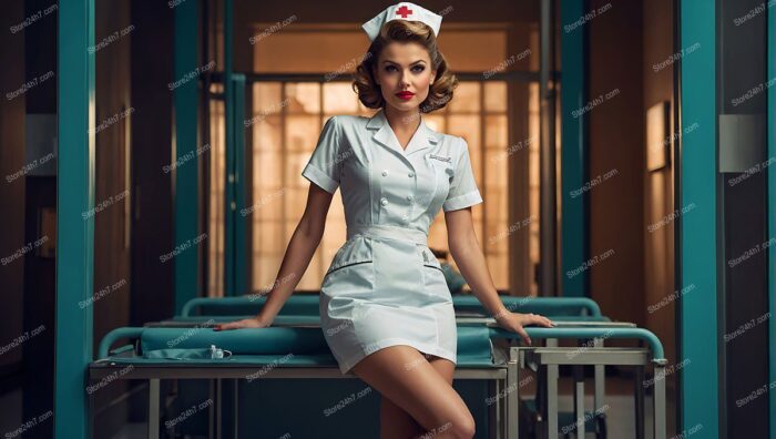 Classic 1940s Pin-Up Nurse Portrait