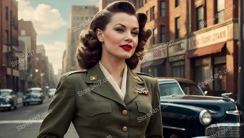 Vintage Vogue: Military Pin-Up's Urban Elegance