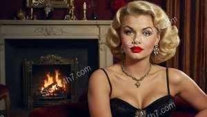 Fireplace Glow Pin-Up Classic Beauty