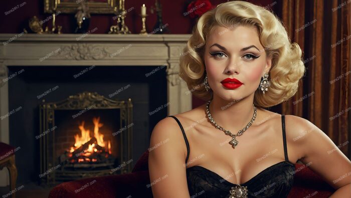 Fireplace Glow Pin-Up Classic Beauty