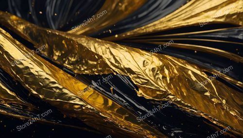 Golden Swirls in Abstract Darkness