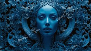 Blue Serenity: Surreal Floral Human Fusion
