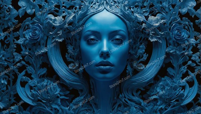 Blue Serenity: Surreal Floral Human Fusion