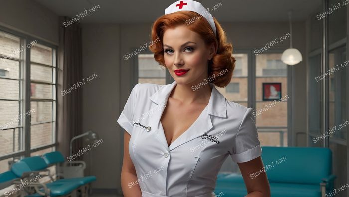 Vintage Pin-Up Nurse in Hospital