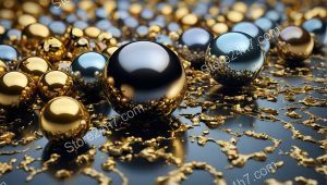 Data Orbs amidst Golden Cyber Swirls