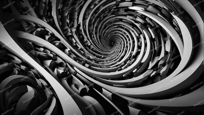 Infinite Monochrome Vortex Abstract Illusion