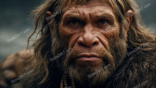Intense Neanderthal Gaze Ancient Portrait