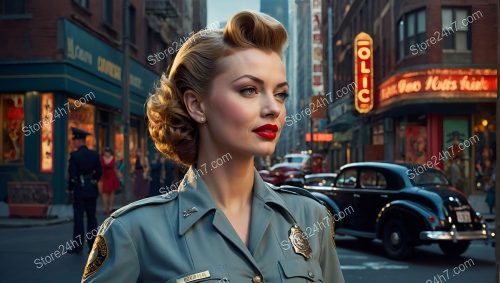 Vintage Chic Officer: Classic Police Pin-Up Style