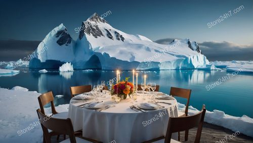 Antarctic Iceberg Fine Dining Scene