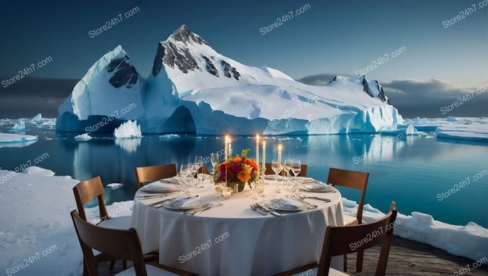 Antarctic Iceberg Fine Dining Scene