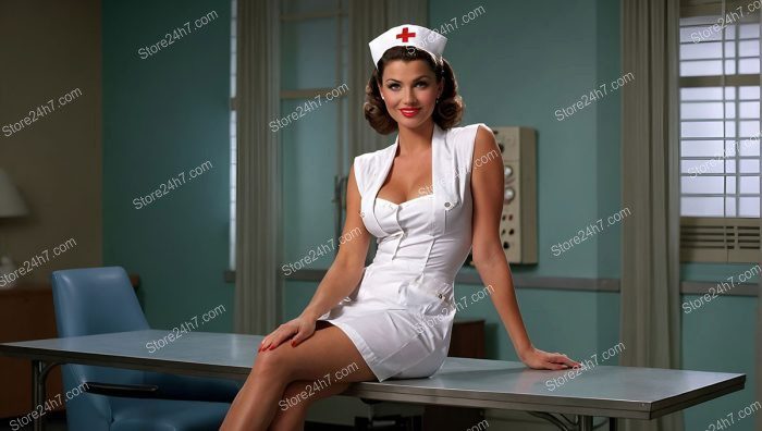 Classic 1940s Pin-Up Nurse Pose