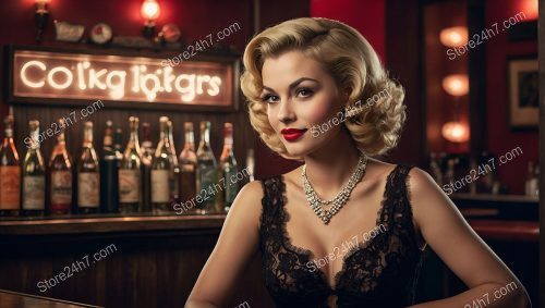 Elegant Pin-Up Girl Charms in Luxe Bar