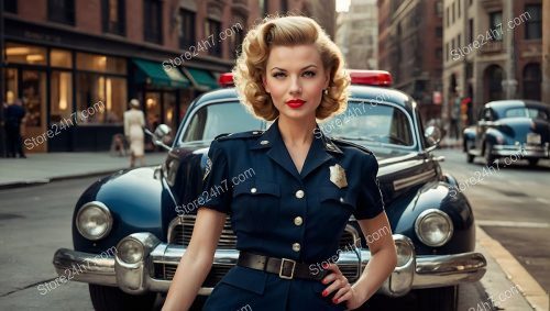 Timeless Police Elegance in Vintage Urban Setting
