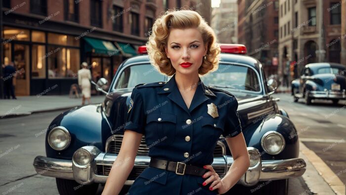 Timeless Police Elegance in Vintage Urban Setting