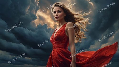 Stormy Elegance Red Dress Grace