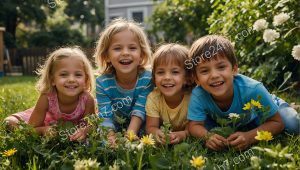Happy Children Playing Outdoors