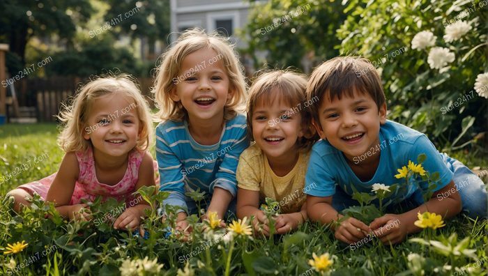 Happy Children Playing Outdoors