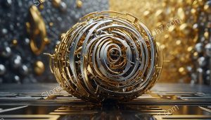 Surreal Golden Algorithmic Vortex Art