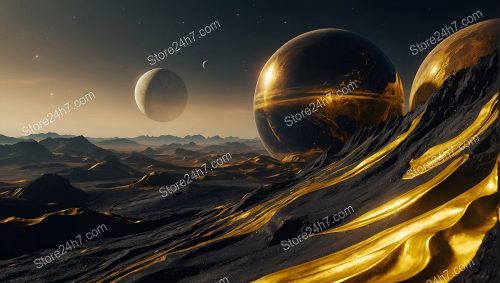 Surreal Golden Exoplanets Tranquil Beauty