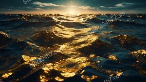 Golden Sunset Ripples on Ocean